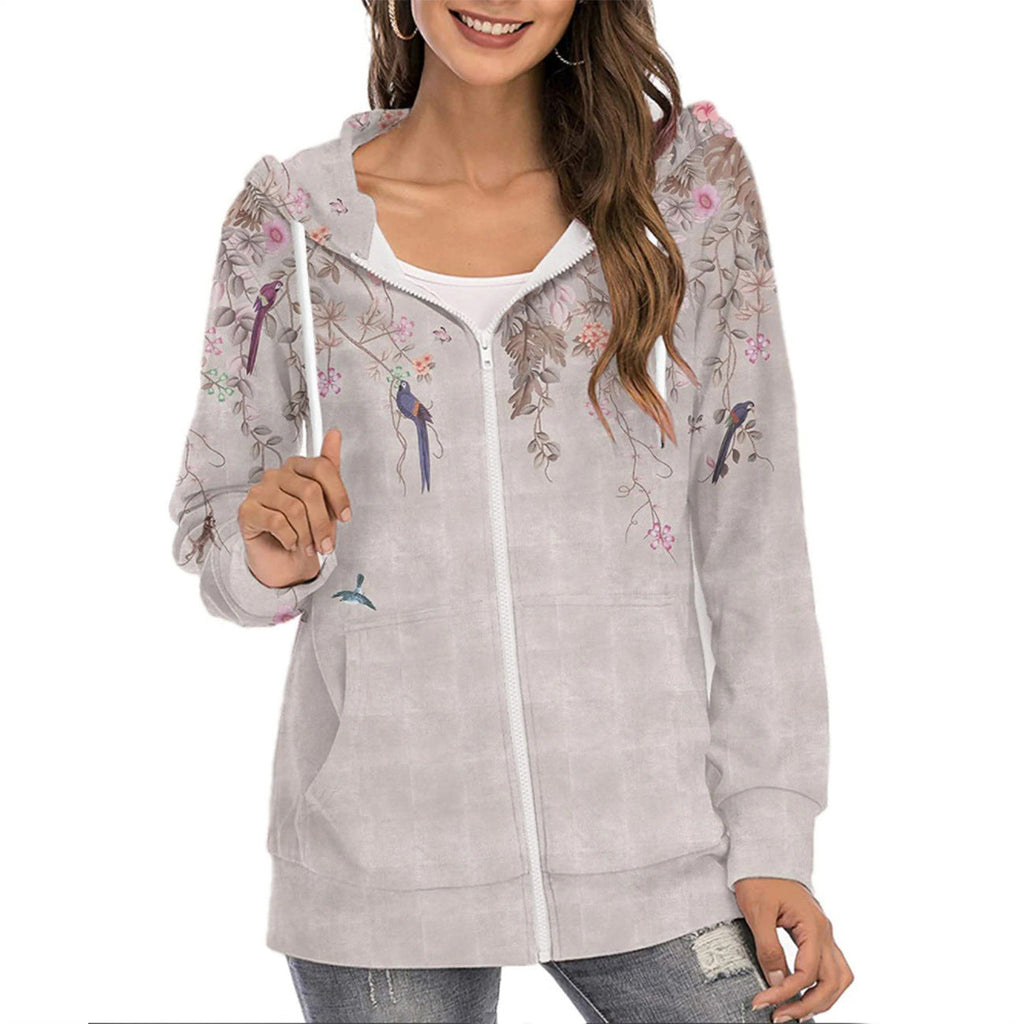 Annabel | Women's Butterfly Print Zip-Up Hoodie – Lightweight Casual Layer with Gradient Design