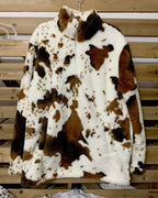 Cassandra | Women's Cow-Print Sherpa Quarter-Zip Sweatshirt – Cosy Fleece Pullover for Cooler Days