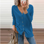 Clara | Women's V-Neck Knit Cardigan – Relaxed Button Layer for Autumn and Winter