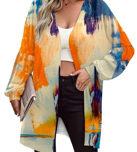 Mabel | Women's Longline Open-Front Cardigan – Relaxed Balloon-Sleeve Layer for Everyday Wear