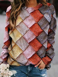 Edith | Women's Patchwork Knit Sweater – Textured Crew-Neck Pullover for Cosy Seasonal Styling