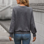 Madeline | Women's Embossed Patchwork Sweatshirt – Textured Crew-Neck Pullover with Relaxed Sleeves