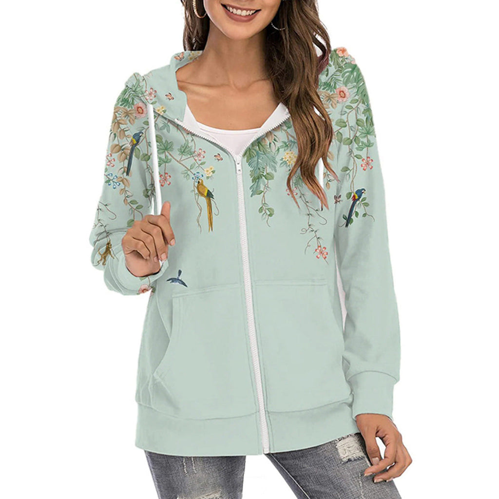 Annabel | Women's Butterfly Print Zip-Up Hoodie – Lightweight Casual Layer with Gradient Design