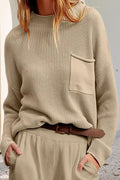 Hannah | Women's Pocket Detail Knit Sweater – Relaxed Textured Pullover for Everyday Layering