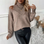 Lisa | Women's Cold-Shoulder Turtleneck Sweater – Layered Knit for Winter Wear
