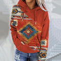 Rose | Women's Geometric Print Hoodie – Relaxed Drawstring Pullover for Casual Autumn Layering