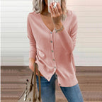 Clara | Women's V-Neck Knit Cardigan – Relaxed Button Layer for Autumn and Winter