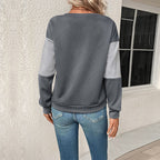Audrey | Women's Geometric Patchwork Sweatshirt – Textured Crew-Neck Pullover for Modern Casual Styling