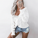 Marlene | Women's Oversized Openwork Sweater with Cable Texture and Wide Neck