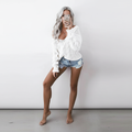 Marlene | Women's Oversized Openwork Sweater with Cable Texture and Wide Neck