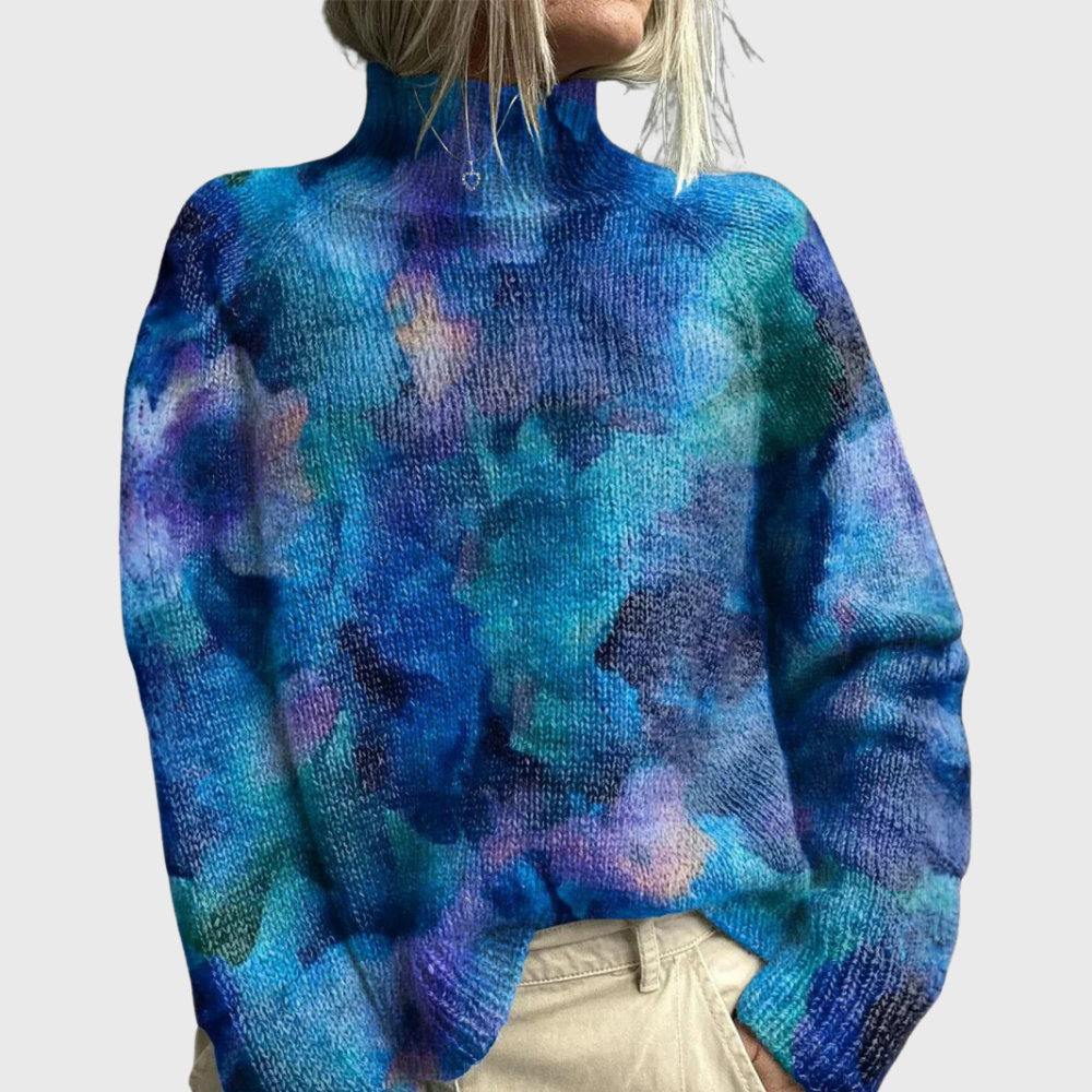 Madeline | Women's Printed Turtleneck Sweater – Relaxed Winter Knit for Casual Daily Wear