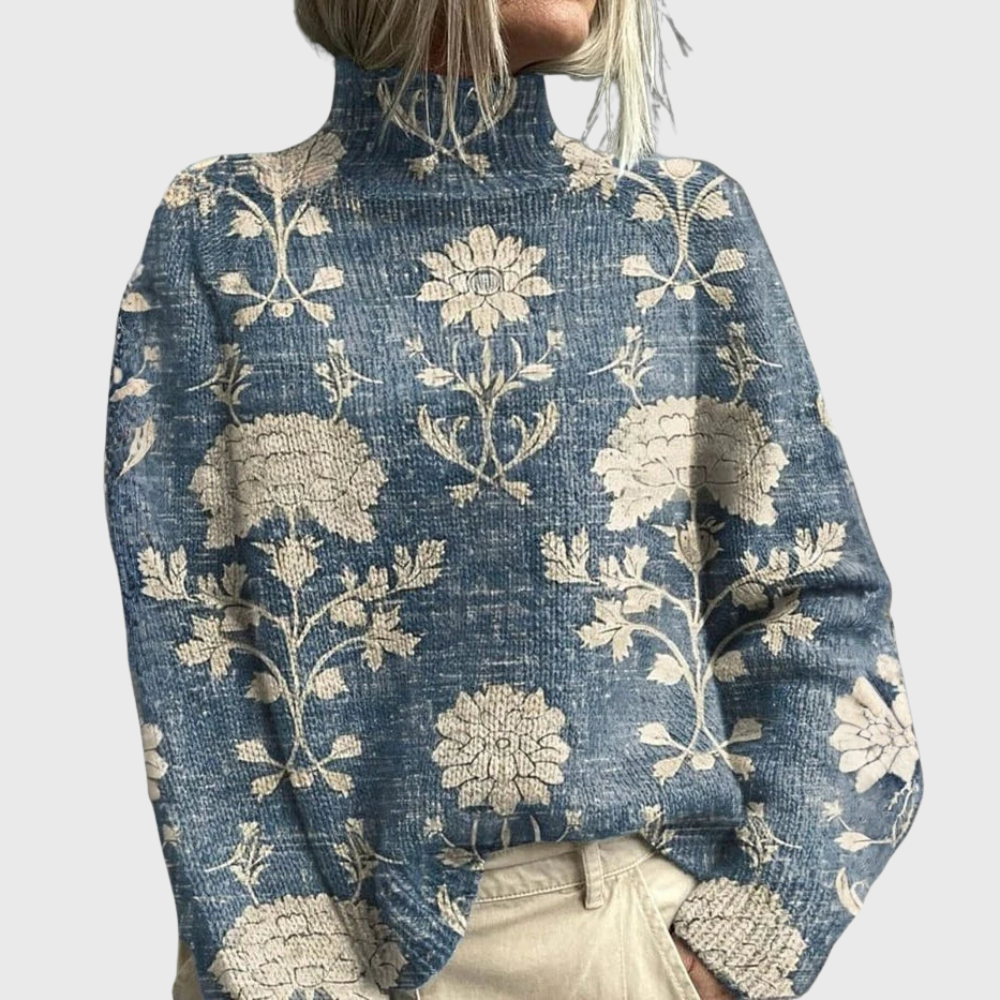 Madeline | Women's Printed Turtleneck Sweater – Relaxed Winter Knit for Casual Daily Wear