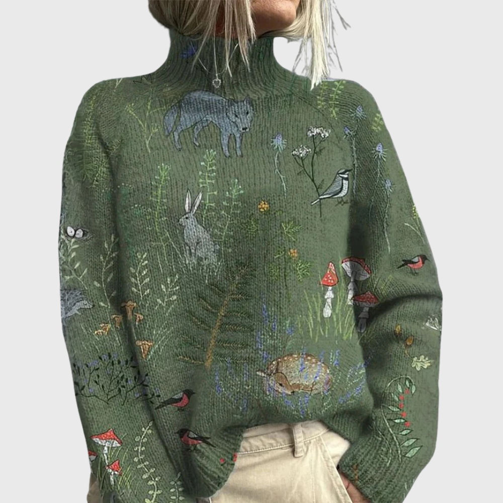 Madeline | Women's Printed Turtleneck Sweater – Relaxed Winter Knit for Casual Daily Wear