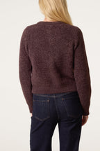 Lisa | Women's Soft Button-Up Knitted Cardigan – Relaxed Cropped Crew-Neck Layer for Casual Everyday Work and Transitional Season Wear