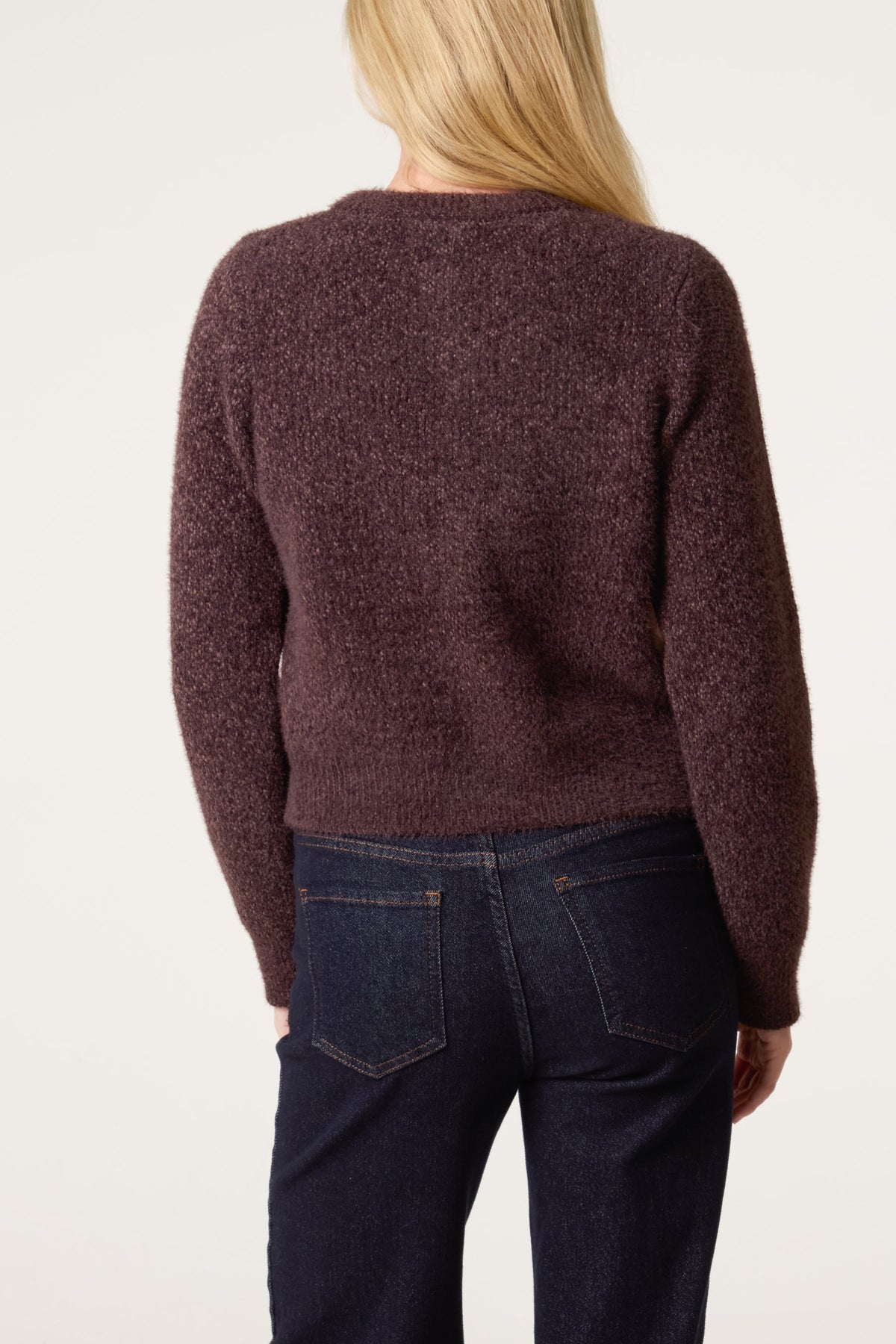Lisa | Women's Soft Button-Up Knitted Cardigan – Relaxed Cropped Crew-Neck Layer for Casual Everyday Work and Transitional Season Wear