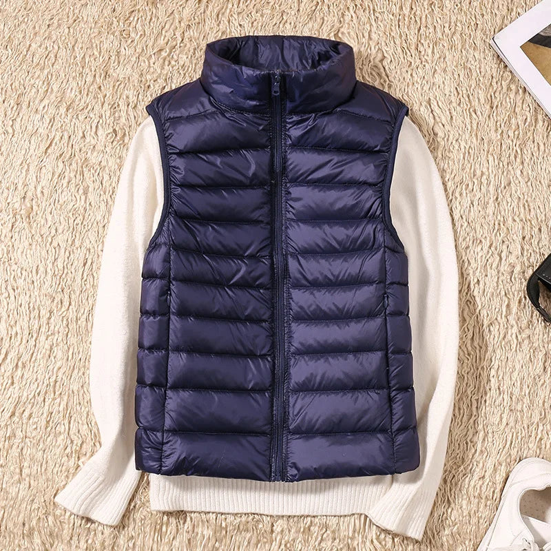 Paula | Women's Lightweight Puffer Vest – Quilted Sleeveless Winter Layer with High Stand Collar
