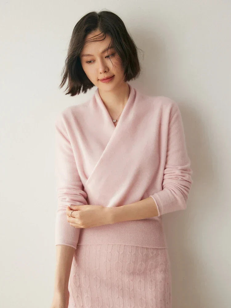 Beth | Women's Wrap Front Sweater – Refined Slim Knit for Office and Smart Casual Wear