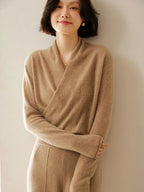 Beth | Women's Wrap Front Sweater – Refined Slim Knit for Office and Smart Casual Wear