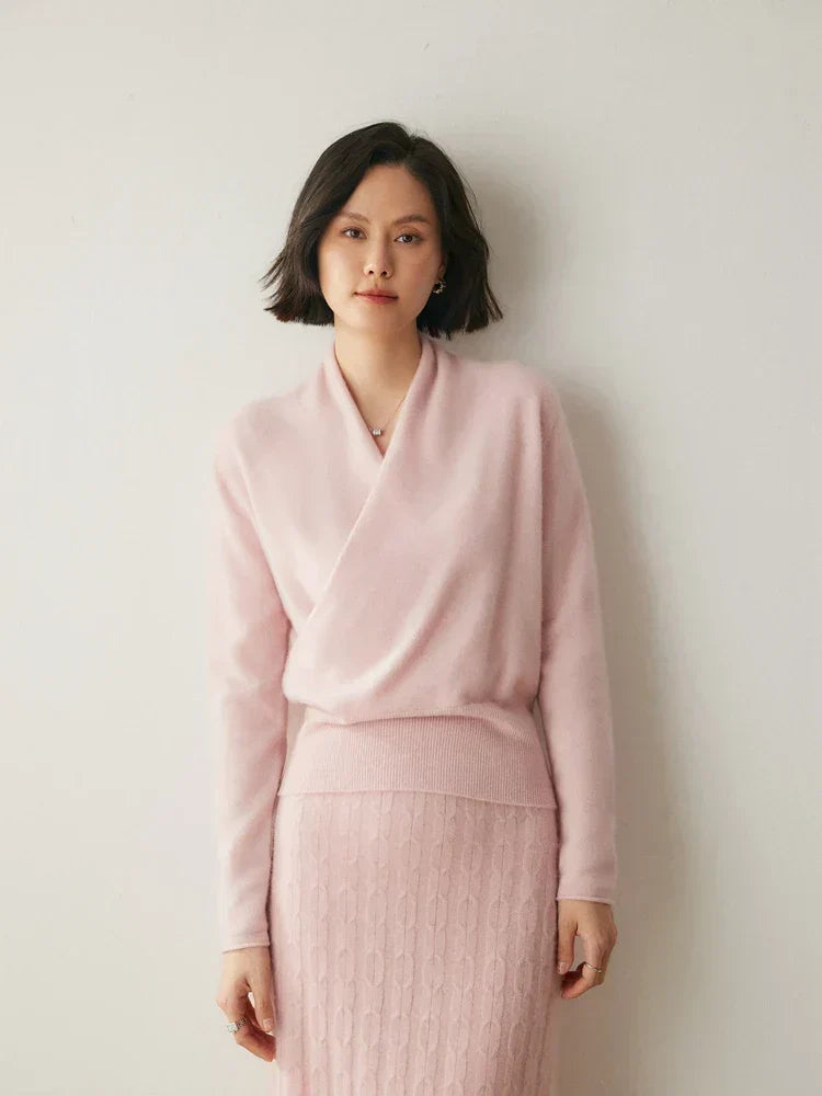 Beth | Women's Wrap Front Sweater – Refined Slim Knit for Office and Smart Casual Wear