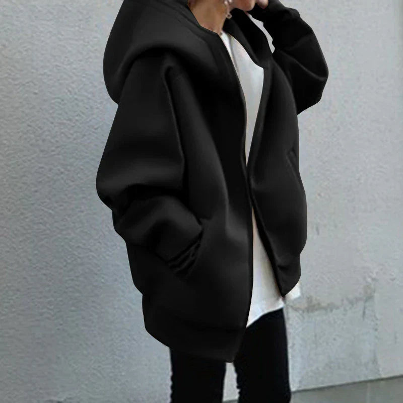Aurora | Women's Oversized Zip-Up Hoodie – Roomy Hooded Jacket for Casual Cold-Weather Layering