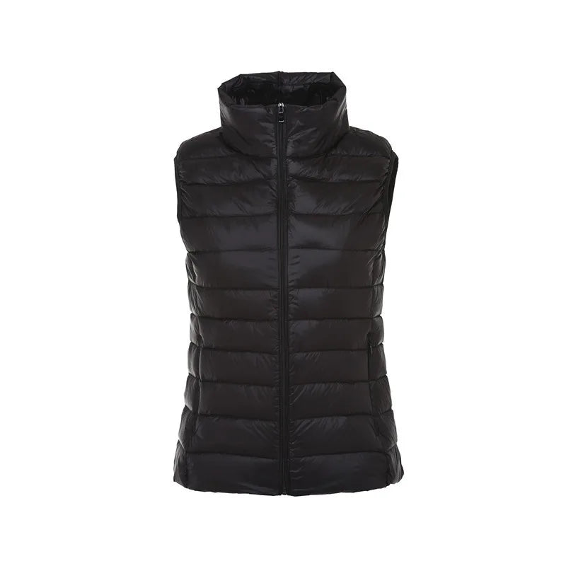 Paula | Women's Lightweight Puffer Vest – Quilted Sleeveless Winter Layer with High Stand Collar