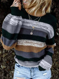 Marilyn | Women's Striped Crew-Neck Knitted Sweater – Relaxed Long-Sleeve Style for Casual Autumn Winter and Everyday Wear