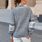 Kate | Women's Nordic Snowflake Knit Sweater – High-Neck Pullover with Fair Isle Pattern