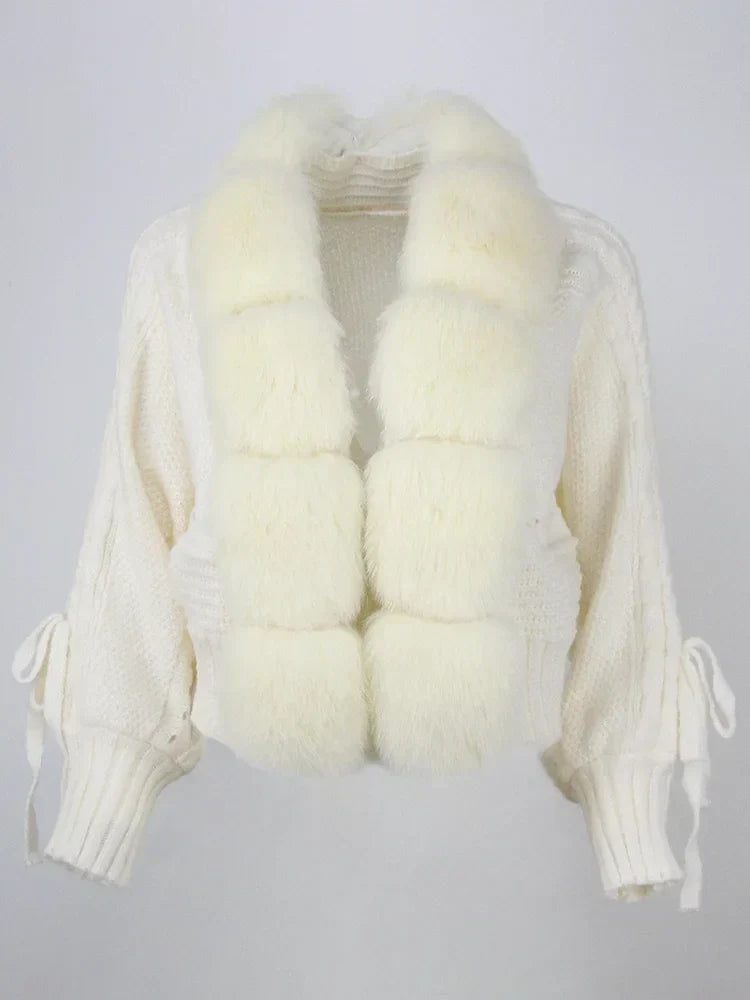 Elizabeth | Women's Fur-Trimmed Knitted Cardigan – Warm Statement Layer for Smart Casual Winter Wear