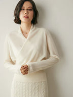Beth | Women's Wrap Front Sweater – Refined Slim Knit for Office and Smart Casual Wear