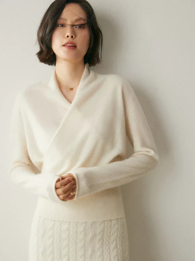 Beth | Women's Wrap Front Sweater – Refined Slim Knit for Office and Smart Casual Wear