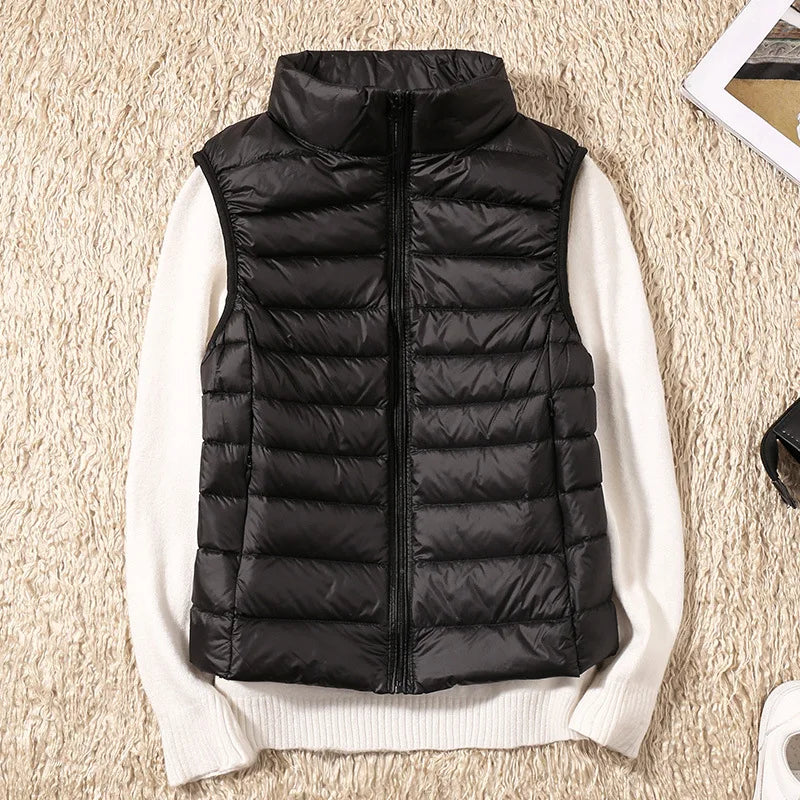 Paula | Women's Lightweight Puffer Vest – Quilted Sleeveless Winter Layer with High Stand Collar