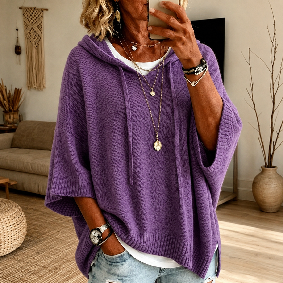 Charlotte | Purple Poncho Sweater