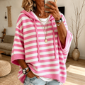 Lorna | Pink Striped Poncho Sweater