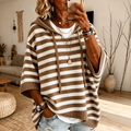 Annie | Taupe Striped Poncho Sweater