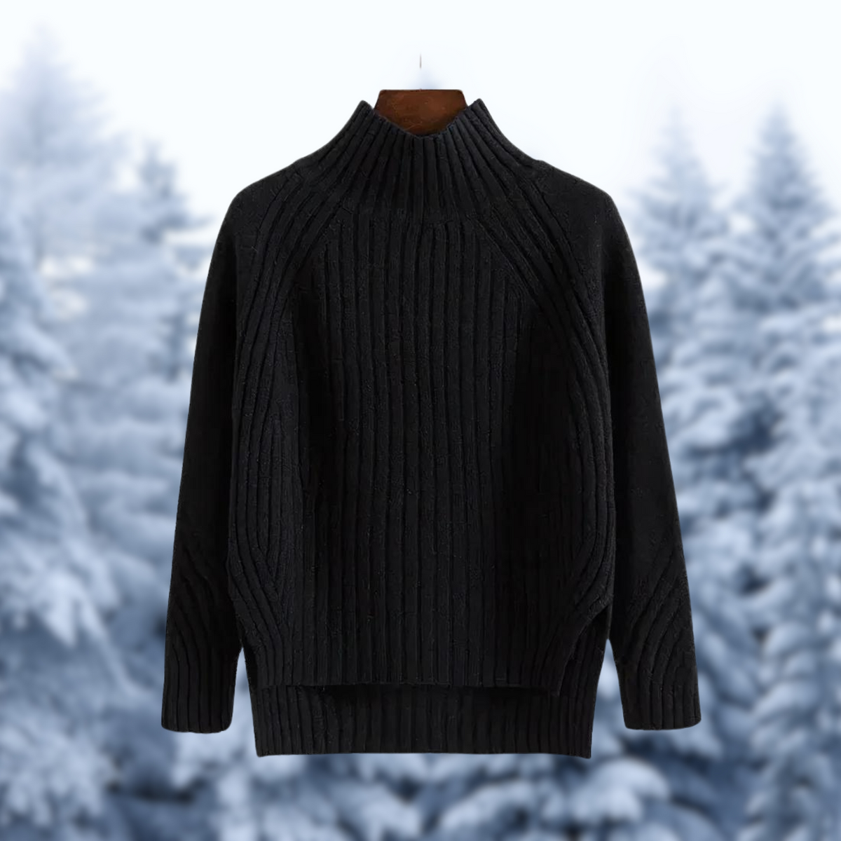 Celeste | Women's Ribbed High-Neck Knit Sweater – Relaxed Textured Winter Layer for Everyday Comfort