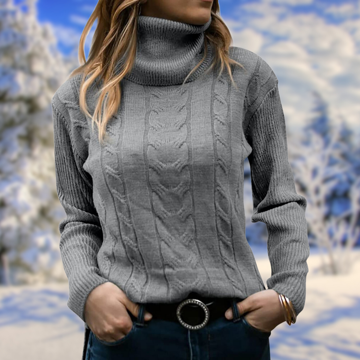Sadie | Women's Turtleneck Knit Jumper – Soft Warm Fitted Pullover Elegant Comfortable Sweater