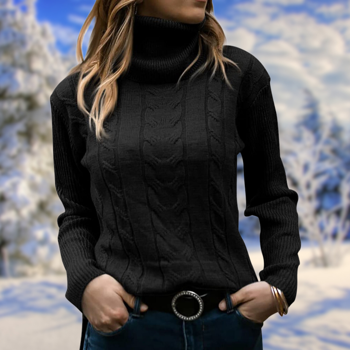 Sadie | Women's Turtleneck Knit Jumper – Soft Warm Fitted Pullover Elegant Comfortable Sweater