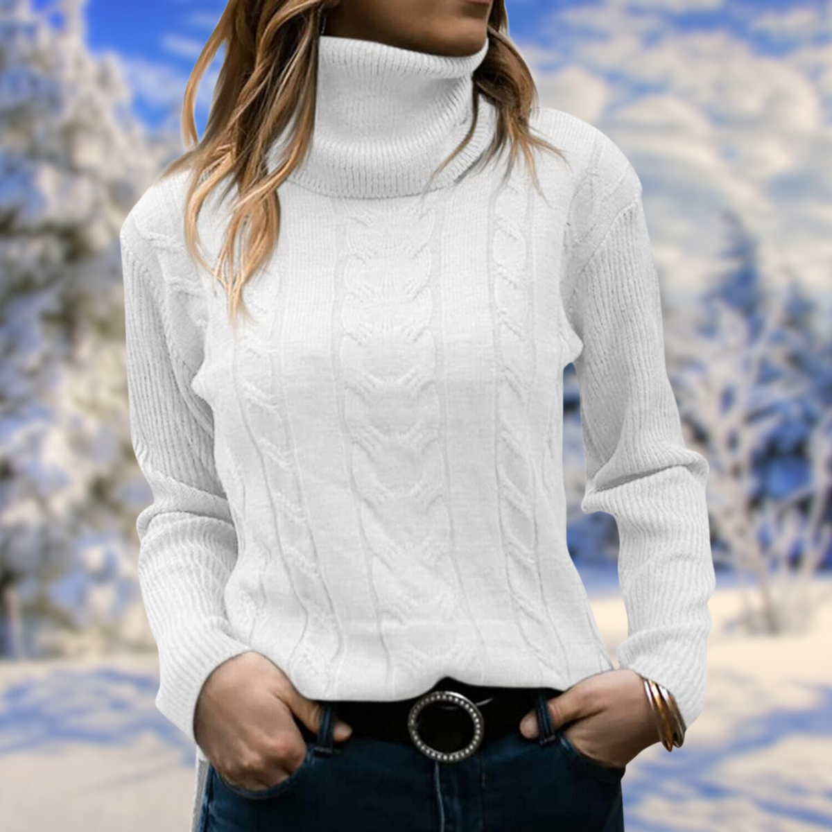 Sadie | Women's Turtleneck Knit Jumper – Soft Warm Fitted Pullover Elegant Comfortable Sweater