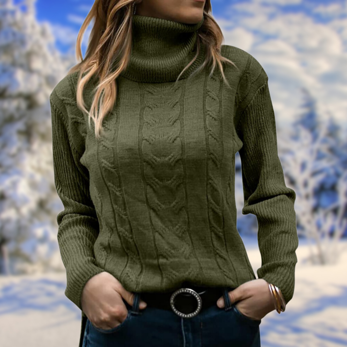 Sadie | Women's Turtleneck Knit Jumper – Soft Warm Fitted Pullover Elegant Comfortable Sweater