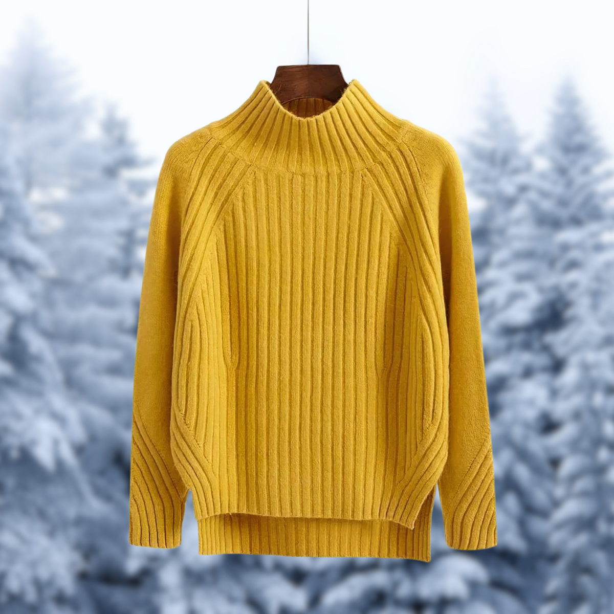 Celeste | Women's Ribbed High-Neck Knit Sweater – Relaxed Textured Winter Layer for Everyday Comfort