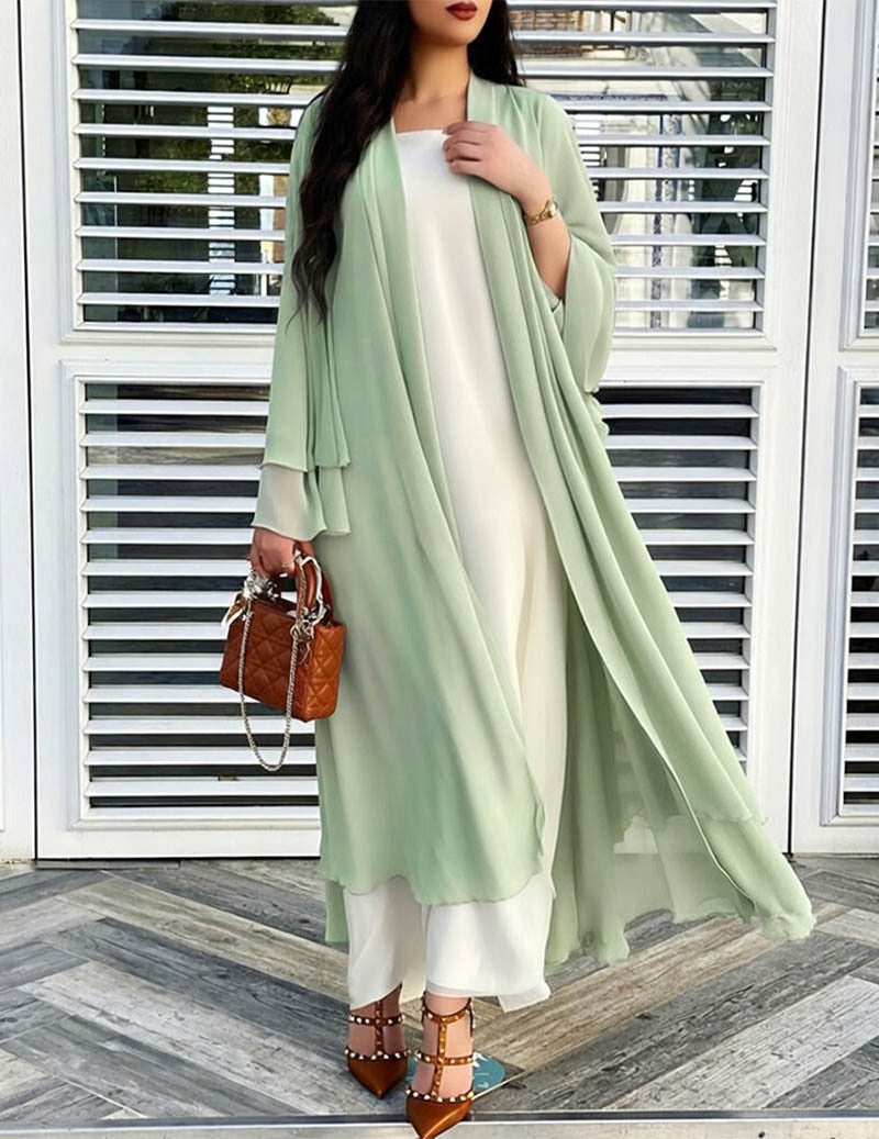 Amelia | Women's Sheer Chiffon Open Front Long Cardigan