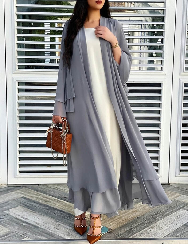 Amelia | Women's Sheer Chiffon Open Front Long Cardigan