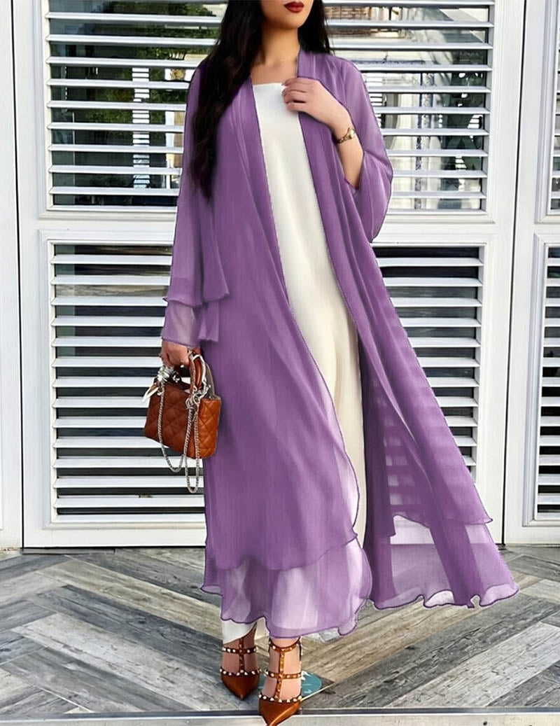 Amelia | Women's Sheer Chiffon Open Front Long Cardigan