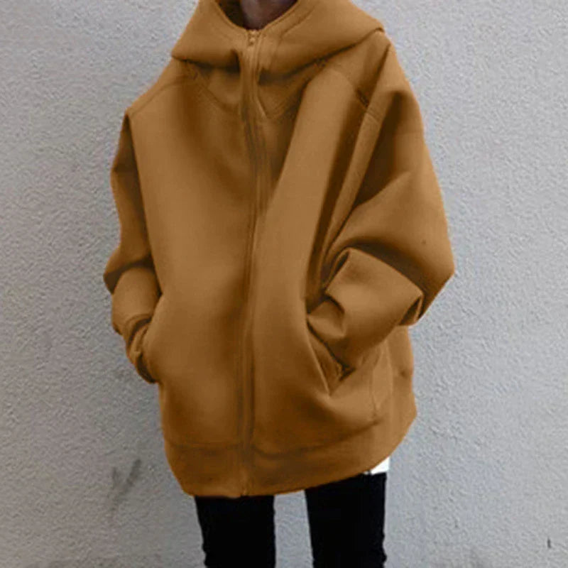 Aurora | Women's Oversized Zip-Up Hoodie – Roomy Hooded Jacket for Casual Cold-Weather Layering