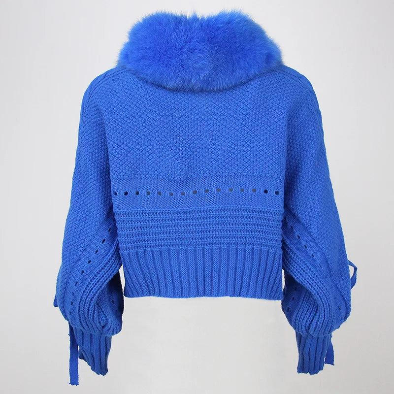 Elizabeth | Women's Fur-Trimmed Knitted Cardigan – Warm Statement Layer for Smart Casual Winter Wear