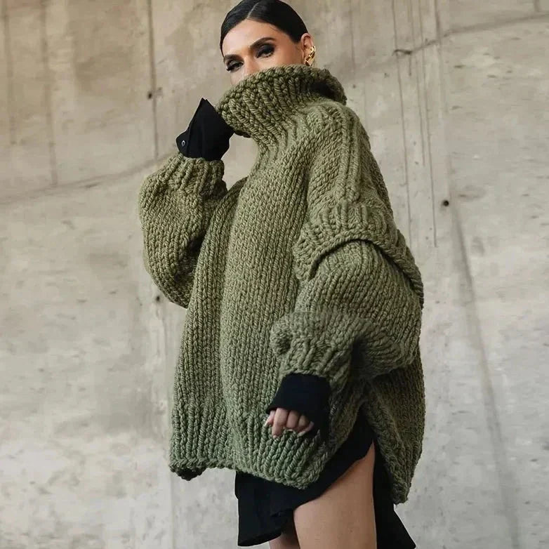 Cecilia | Women's Chunky Turtleneck Knit Sweater – Oversized Winter Pullover for Cosy Cold-Weather Layering