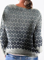 Linda | Women's Patterned Knit Sweater – Relaxed Wide-Neck Jumper for Cosy Seasonal Dressing