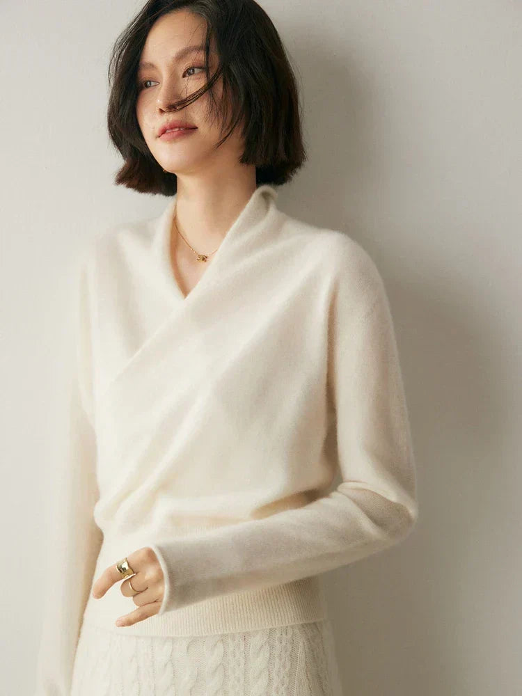 Beth | Women's Wrap Front Sweater – Refined Slim Knit for Office and Smart Casual Wear