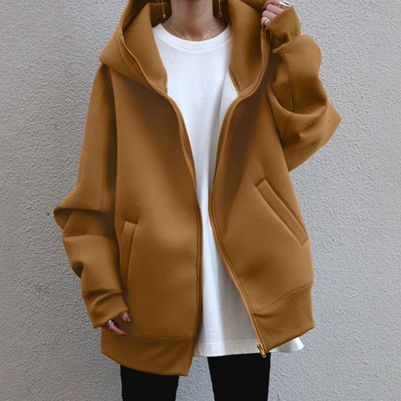 Aurora | Women's Oversized Zip-Up Hoodie – Roomy Hooded Jacket for Casual Cold-Weather Layering