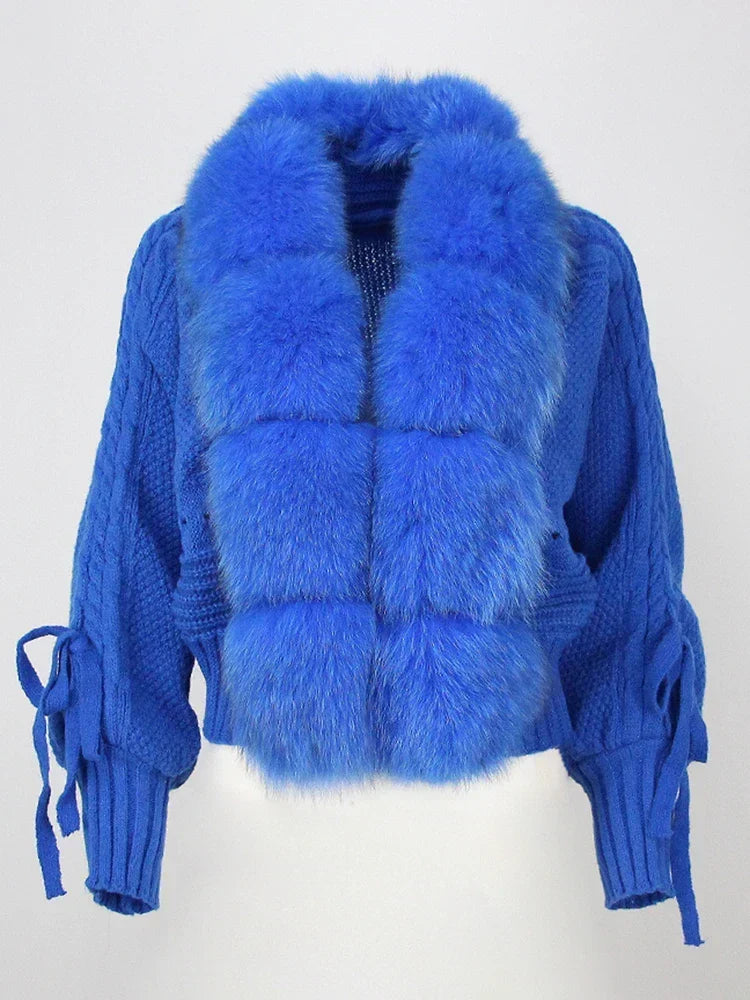 Elizabeth | Women's Fur-Trimmed Knitted Cardigan – Warm Statement Layer for Smart Casual Winter Wear